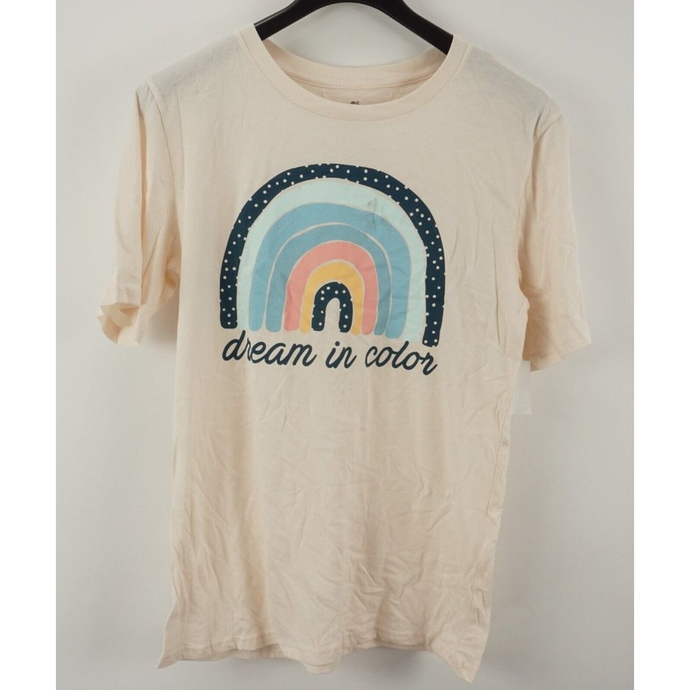 New Stunner California Dream In Color Tee‎ Women's Large Cream Rainbow T-Shirt